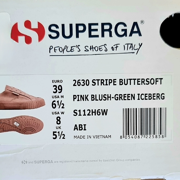 SUPERGA 2630 Stripe Buttersoft Shoes in Pink Blush-Green Iceberg - Picture 14 of 15